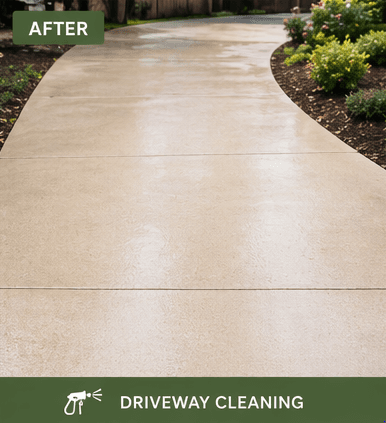 After: Pressure-washed concrete with clean edge detail